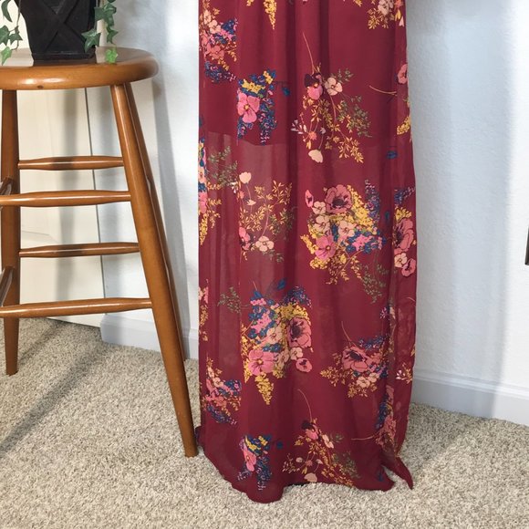 🍹As U Wish Long Dress | Burgundy | X-Small - Picture 3 of 15